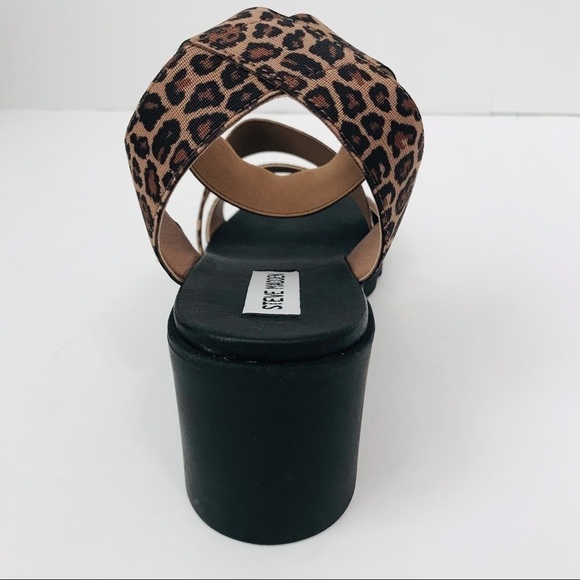 New! Steve Madden Haidar Chunky Heel Leopard Cheetah Print Ankle Sandals - Picture 5 of 9